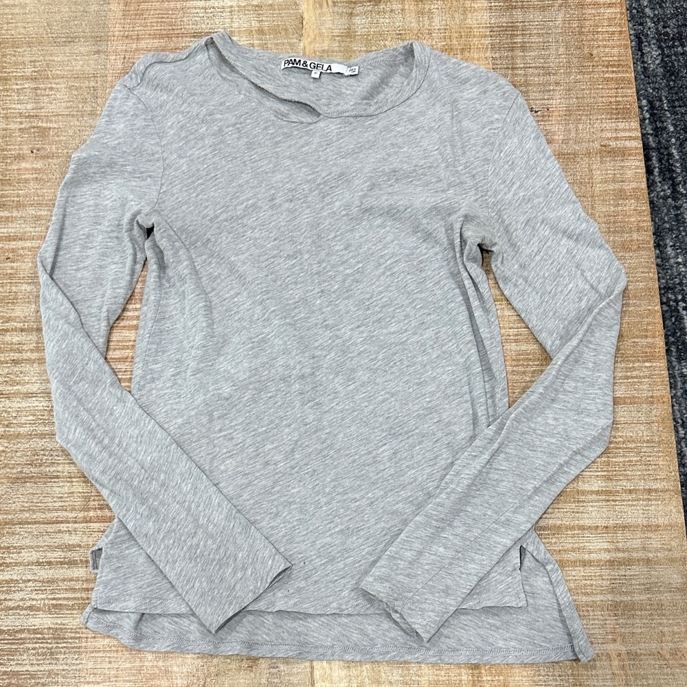 Pam & Gela Light Gray Long Sleeve Tee